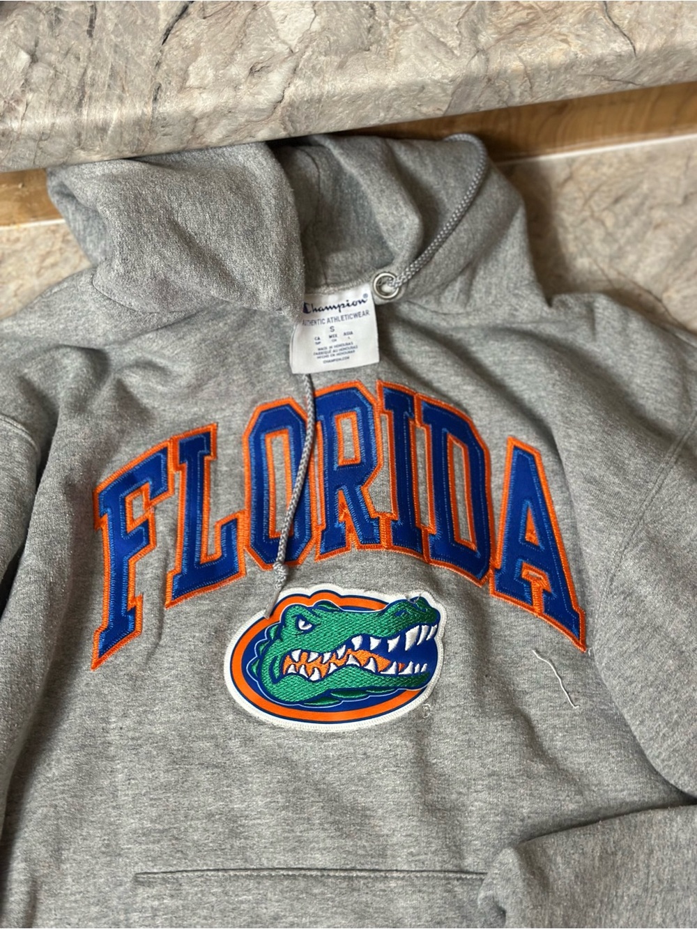Champion Gray Crewneck Hoodie with Orange & Blue Florida